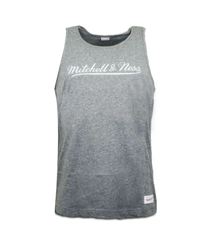 Mitchell & Ness Script Logo Mens Grey Vest Textile