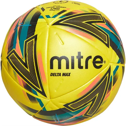 Mitre Delta Max Hyperfoam Official Match Football (FIFA Quality Pro Certified) Yellow/Dark Orange/Dark Green/Silver