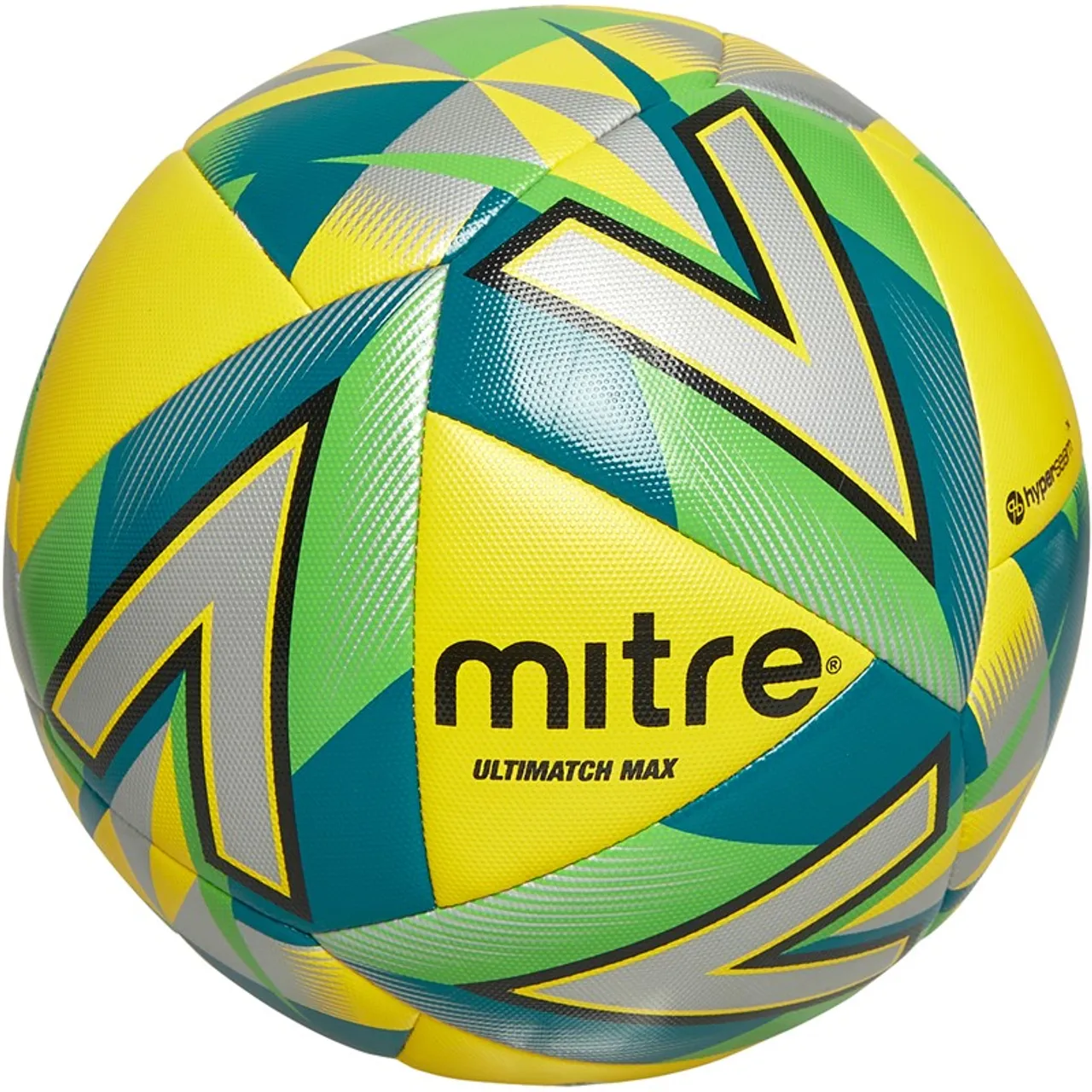 Mitre Ultimatch Max Match Football (FIFA Quality Certified) Yellow/Silver/Dark Green/Black