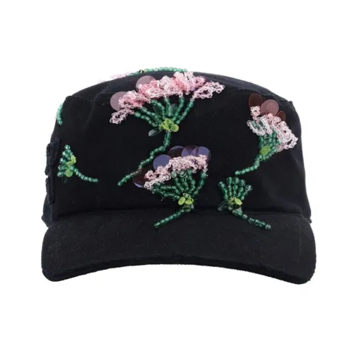 Miu Miu , Cotton Hat with Paillettes Detail ,Black female, Sizes: