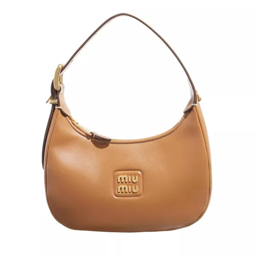 Miu Miu Crossbody Bags - Logo Plaque Leather Shoulder Bag - brown - Crossbody Bags for ladies