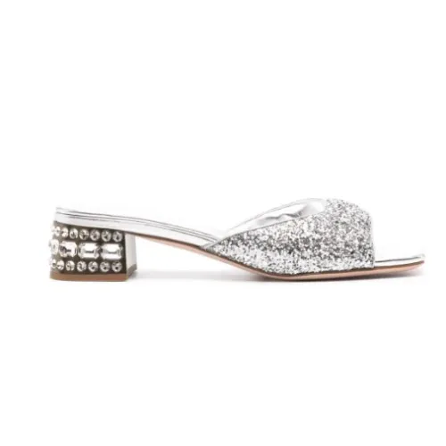 Miu Miu , Crystal Embellished Sandals ,Gray female, Sizes: