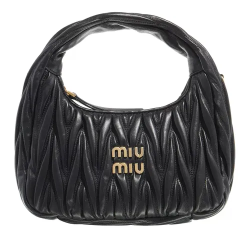 Miu Miu Hobo Bags - Wander Mateless Nappa Leather Mini Hobo Bag - black - Hobo Bags for ladies