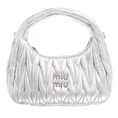 Miu Miu Hobo Bags - Wander Mateless Nappa Leather Mini Hobo Bag - silver - Hobo Bags for ladies