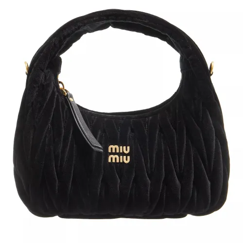 Miu Miu Hobo Bags - Wander Mini Quillted Velvet Bag - black - Hobo Bags for ladies