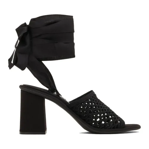 Miu Miu , Lace-Up Fabric Sandals ,Black female, Sizes:
