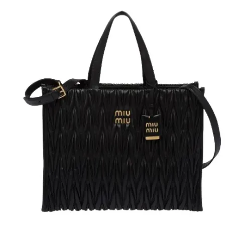 Miu Miu , Matelassé Nappa Leather Tote Bag ,Black female, Sizes: ONE SIZE