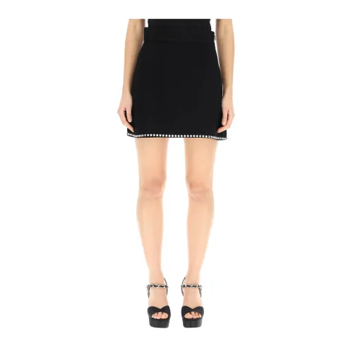 Miu Miu , Metal Trim A-Line Mini Skirt ,Black female, Sizes: