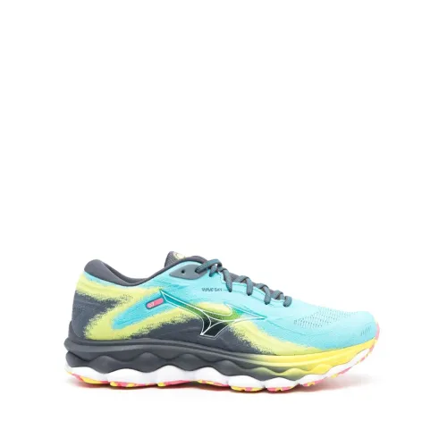 Mizuno , Wave Sky 7 Spray-Paint Effect Sneakers ,Blue male, Sizes: