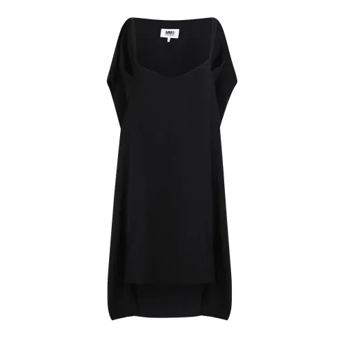 MM6 Maison Margiela , Black Asymmetrical Sleeveless Dress ,Black female, Sizes: