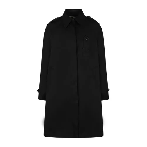 MM6 Maison Margiela , Black Cotton Coat with Buttons and Pockets ,Black unisex, Sizes: