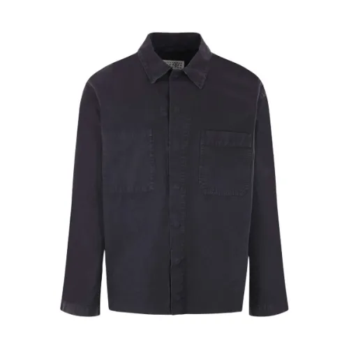 MM6 Maison Margiela , Black Distressed Cotton Canvas Shirt Jacket ,Black male, Sizes: