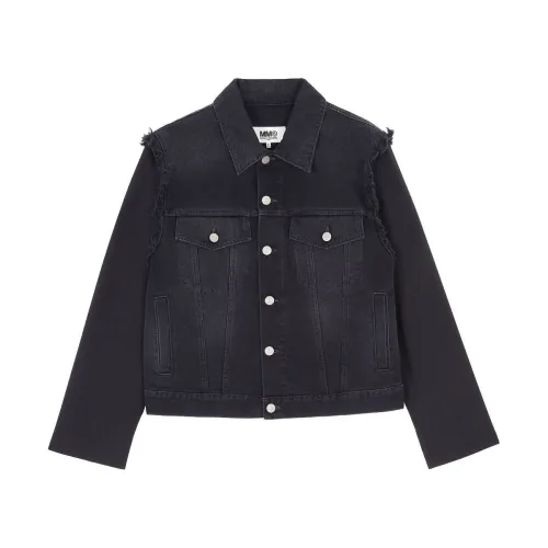 MM6 Maison Margiela , Black Ripped-Detailing Denim Jacket ,Black female, Sizes: