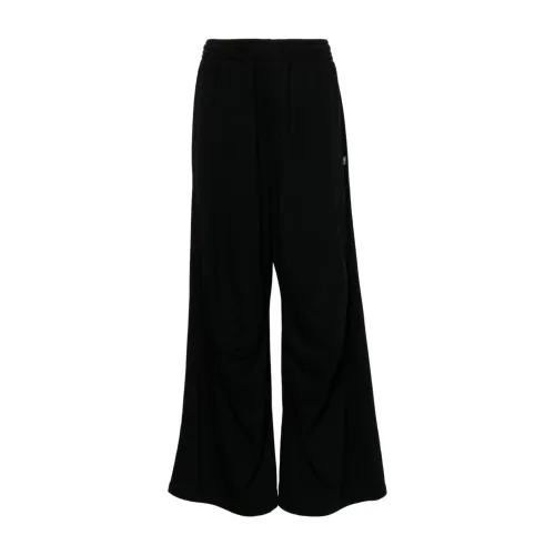 MM6 Maison Margiela , Black Wide Leg Trousers with Dart Detailing ,Black female, Sizes: