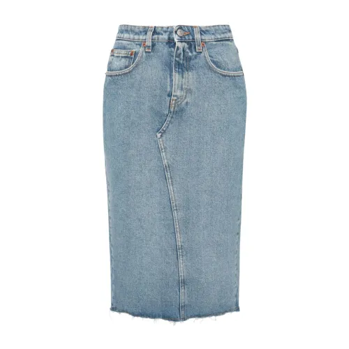 MM6 Maison Margiela , Blue Denim Skirt with Contrast Stitching ,Blue female, Sizes: