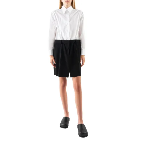 MM6 Maison Margiela , Cotton Collared Short Dress ,White female, Sizes:
