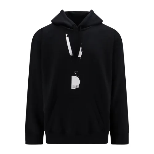 MM6 Maison Margiela , Cotton Sweatshirt with Frontal Print ,Black male, Sizes: