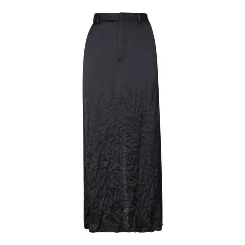 MM6 Maison Margiela , Crinkled Black Midi Skirt ,Black female, Sizes: