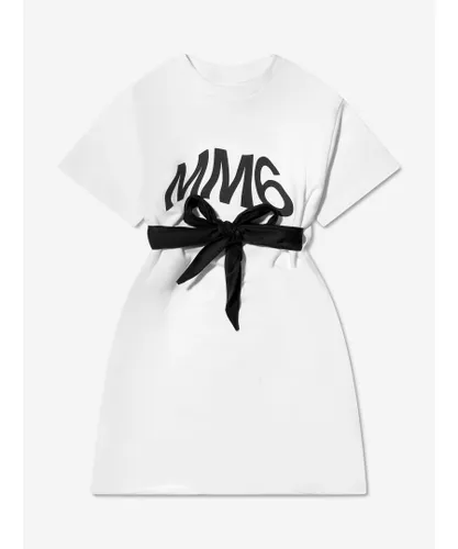 Mm6 Maison Margiela Girls Kids Logo T-Shirt Dress In White