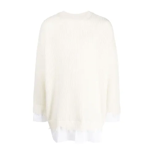 MM6 Maison Margiela , Layered Wool Cotton Jumper ,White male, Sizes:
