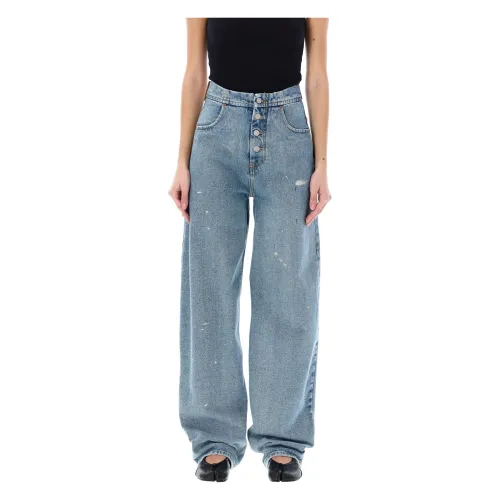 MM6 Maison Margiela , Light Blue Loose-Fit Denim Jeans ,Blue female, Sizes: