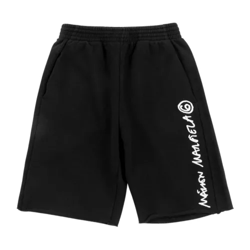 MM6 Maison Margiela , Logo Embroidered Cotton Shorts ,Black female, Sizes: