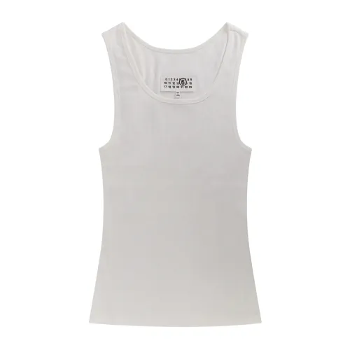 MM6 Maison Margiela , Logo Print Sleeveless Top ,White female, Sizes: