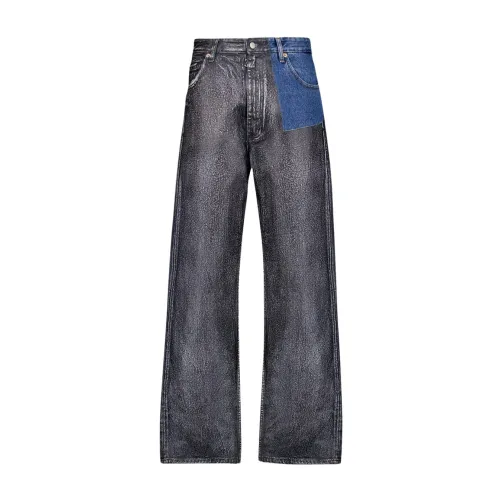 MM6 Maison Margiela , Panelled Mid-Rise Cotton Jeans ,Gray male, Sizes: