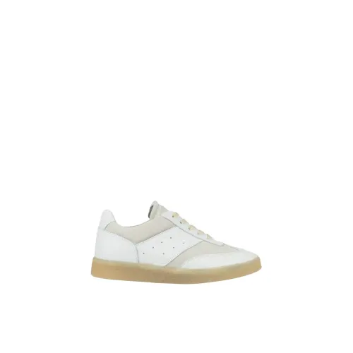 MM6 Maison Margiela , Replica Leather Sneaker with Suede Inserts ,White female, Sizes: