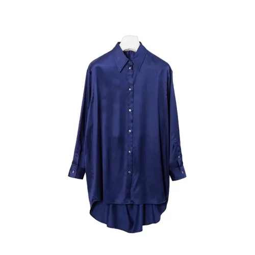 MM6 Maison Margiela , S52Dt0020-S54450 Casual Oversized Satin Blouse ,Blue female, Sizes: