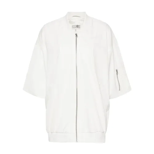 MM6 Maison Margiela , White Ribbed Collar Jacket ,White female, Sizes: