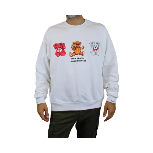 Mod Wave Movement , Bear Print White Sweatshirt ,White male, Sizes: