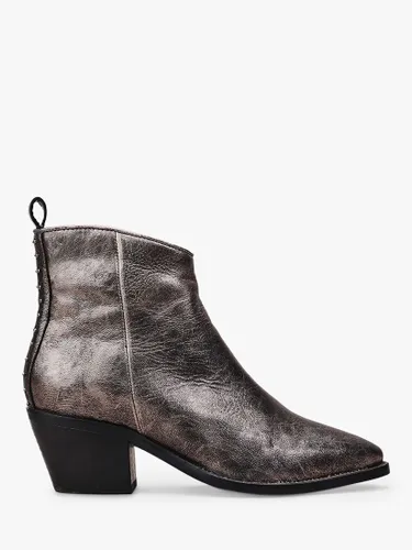 Moda in Pelle Maevie Leather Western Ankle Boots - Pewter - Female