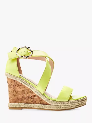Moda in Pelle Pursuit Cork Wedge Heel Sandals, Lime Green - Lime Green - Female