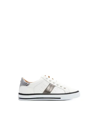 Moda in Pelle Womens 'Alberry' White - Pewter Leather Trainers