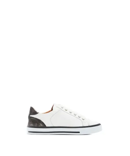 Moda in Pelle Womens 'Amoreti' White - Pewter Leather Trainers