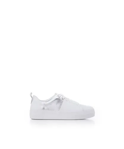 Moda in Pelle Womens 'Arani' White - Silver Porvair Trainers Faux Leather