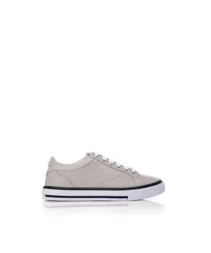 Moda in Pelle Womens 'Arelie' Light Grey Leather Trainers