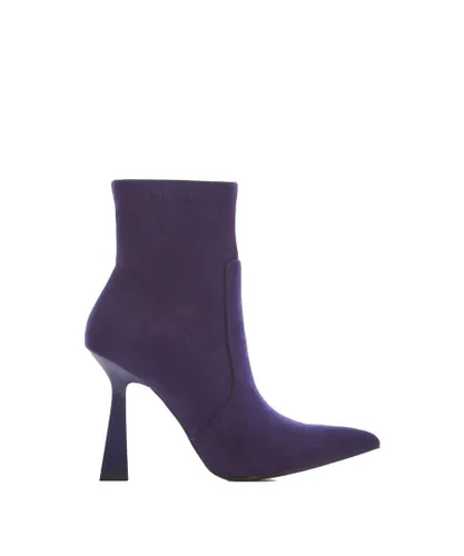 Moda in Pelle Womens 'Kaila' Purple Alcantara Ankle Boots Faux Leather