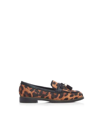 Moda in Pelle Womens Kinsley Wide Fit Leopard Print Loafer Leather