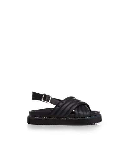 Moda in Pelle Womens 'Niam' Black Porvair Sandals Faux Leather