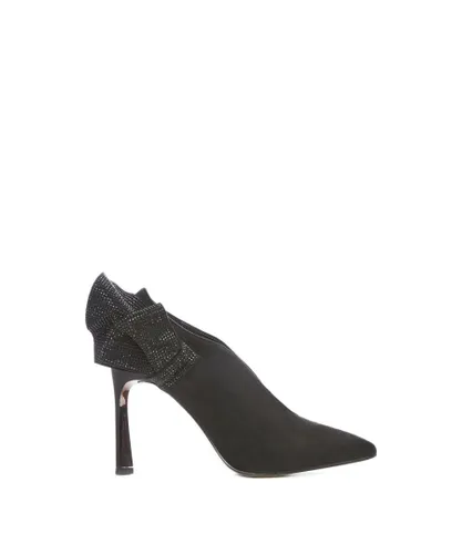 Moda in Pelle Womens 'Sakkia' Black Alcantara Ankle Boots Faux Leather