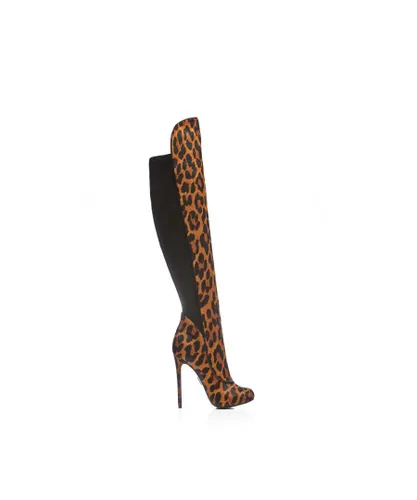 Moda in Pelle Womens 'Savi' Leopard Pony Knee High Boots