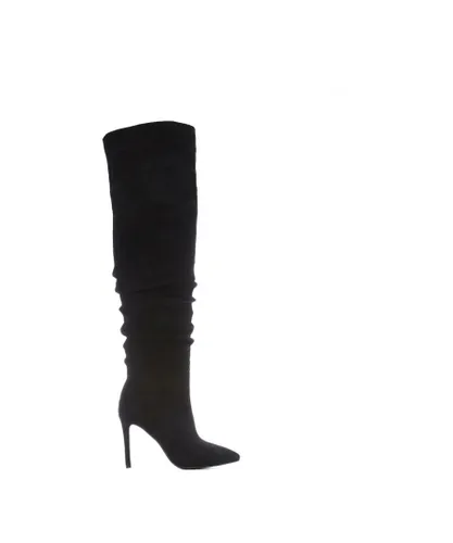 Moda in Pelle Womens 'Siara' Black Alcantara Over The Knee Boots Faux Leather