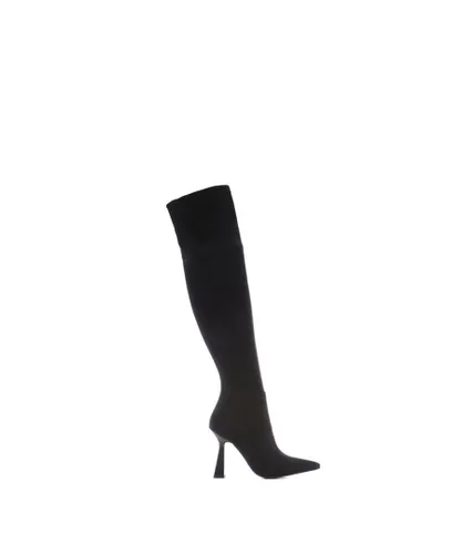Moda in Pelle Womens 'Tatum' Black Alcantara Over The Knee Boots Faux Leather