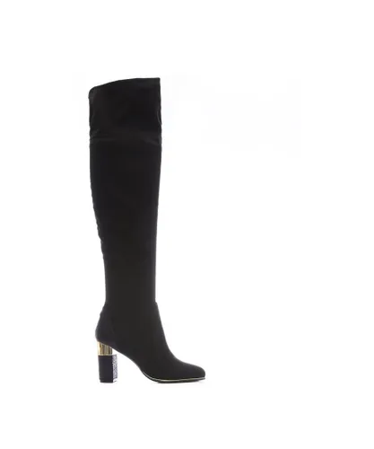 Moda in Pelle Womens 'Valentinne' Black Alcantara Over The Knee Boots Faux Leather