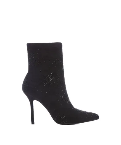 Moda in Pelle Womens 'Zoeyy' Black Alcantara Ankle Boots Faux Leather
