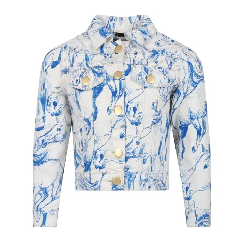 Molo , Blue Horse Print Denim Jacket ,Multicolor unisex, Sizes: