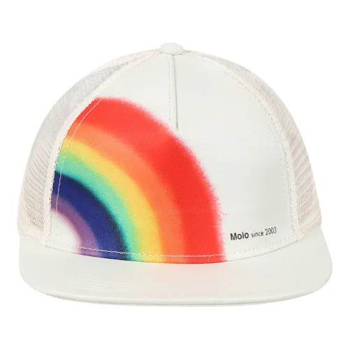 Molo , Rainbow Print White Hat with Visor ,White male, Sizes: