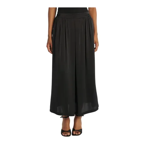 Momoni , Long Satin Skirt in Black ,Black female, Sizes: